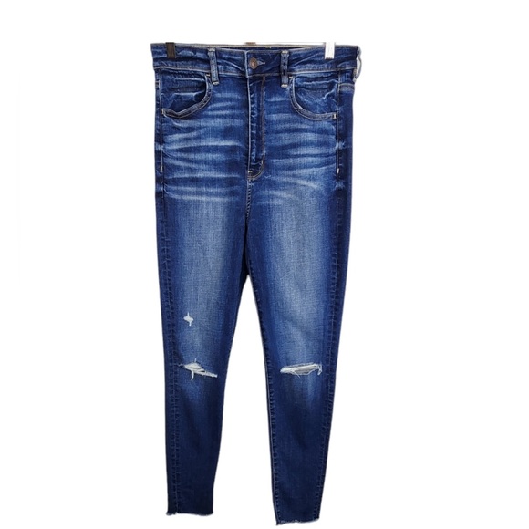 American Eagle Outfitters Denim - American Eagle Highest Rise Jegging Distressed Frayed Hem Super Stretch - 10R